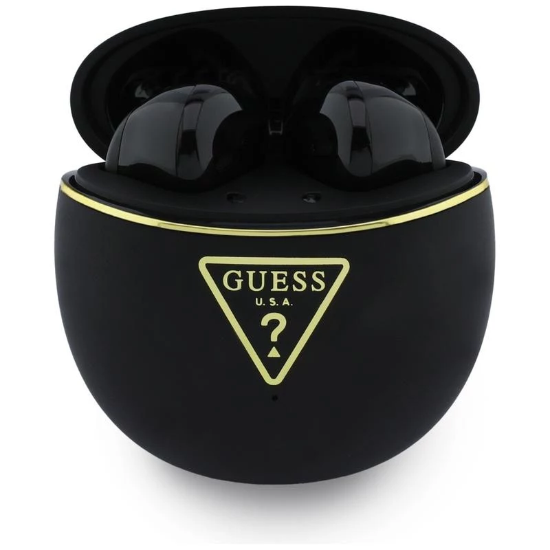 Guess Gold Line Triangle TWS Bluetooth Earbuds με θήκη φόρτισης (Μαύρο)