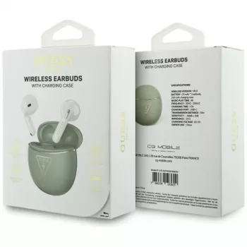 Guess Gold Line Triangle TWS Bluetooth Earbuds με θήκη φόρτισης (Khaki)
