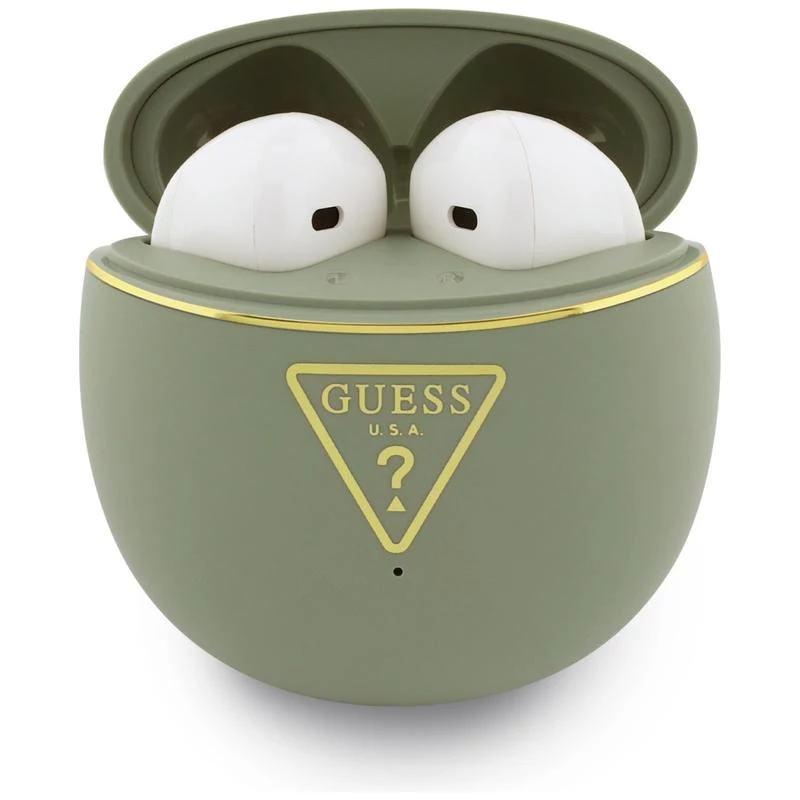 Guess Gold Line Triangle TWS Bluetooth Earbuds με θήκη φόρτισης (Khaki)