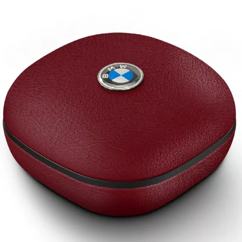BMW Bluetooth TWS Ακουστικά Leather Metal Logo ENC Κόκκινα
