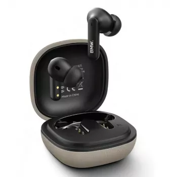 BMW LeatherMetal Logo TWS Bluetooth Earbuds με ENC, Taupe