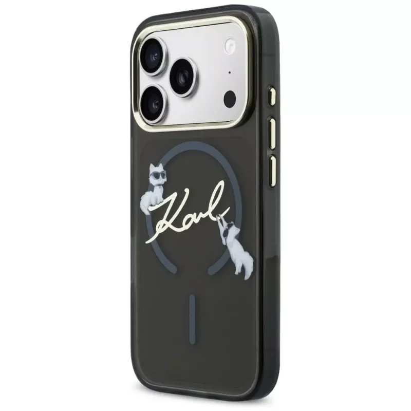 KARL LAGERFELD IML Choupettes KarlScript Logo MagSafe Θήκη για Apple iPhone 17 Pro, Μαύρο