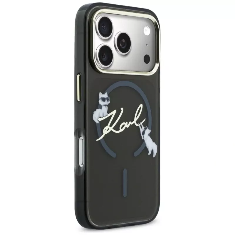 KARL LAGERFELD IML Choupettes KarlScript Logo MagSafe Θήκη για iPhone 17 Pro Max, Μαύρο