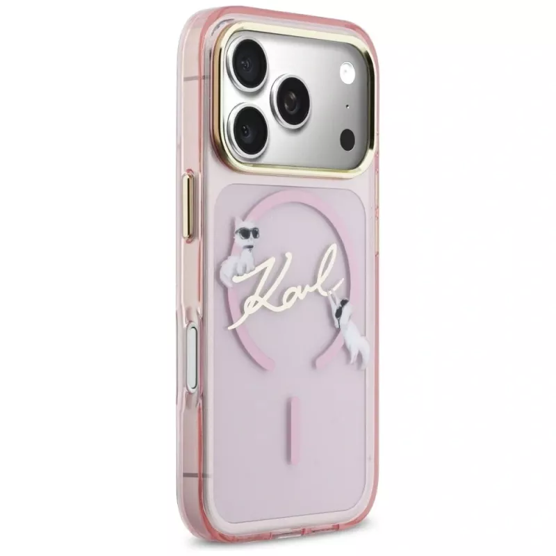 Karl Lagerfeld IML Choupettes KarlScript Logo MagSafe Θήκη για Apple iPhone 17 Pro, Ροζ