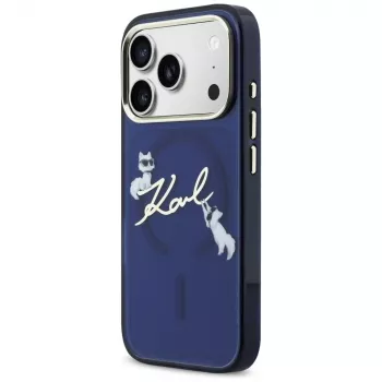 KARL LAGERFELD IML Choupettes KarlScript Logo MagSafe Θήκη για Apple iPhone 17 Pro Max - Μπλε