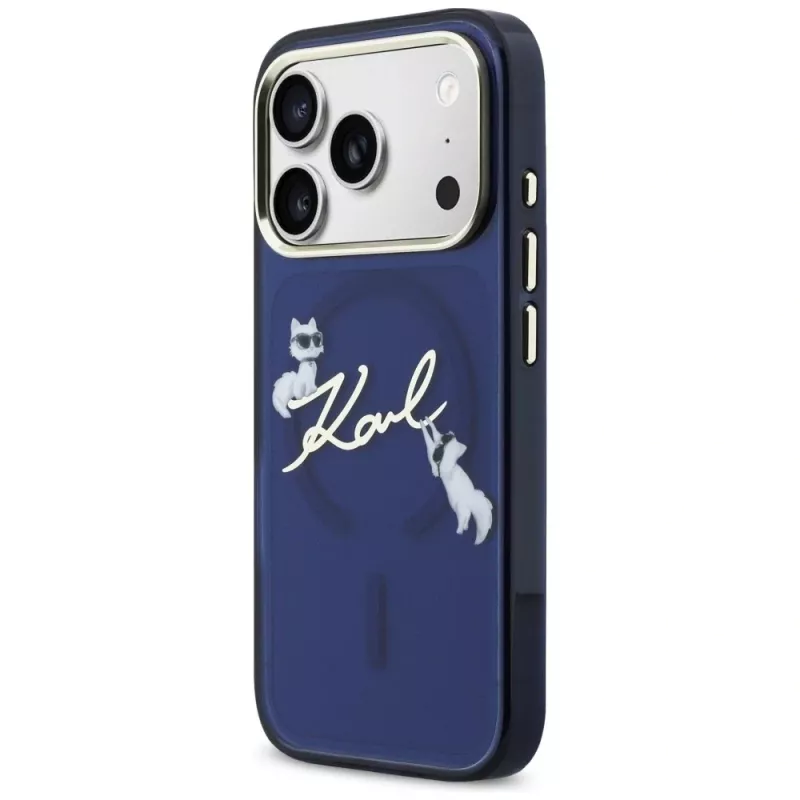 KARL LAGERFELD IML Choupettes KarlScript Logo MagSafe Θήκη για Apple iPhone 17 Pro Max - Μπλε
