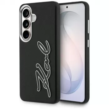 KARL LAGERFELD Grained Signature Metal Resin Logo Θήκη για Samsung Galaxy S26, Μαύρο