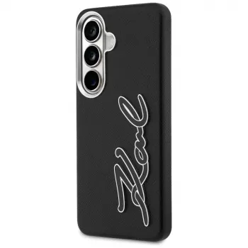 KARL LAGERFELD Grained Signature Metal Resin Logo Θήκη για Samsung Galaxy S26, Μαύρο