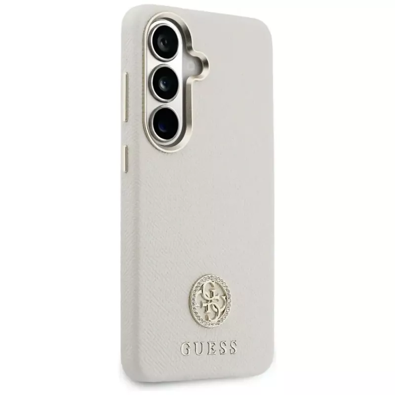 Guess Rhinestone Round Logo MagSafe Θήκη για Samsung Galaxy S26 Μπεζ