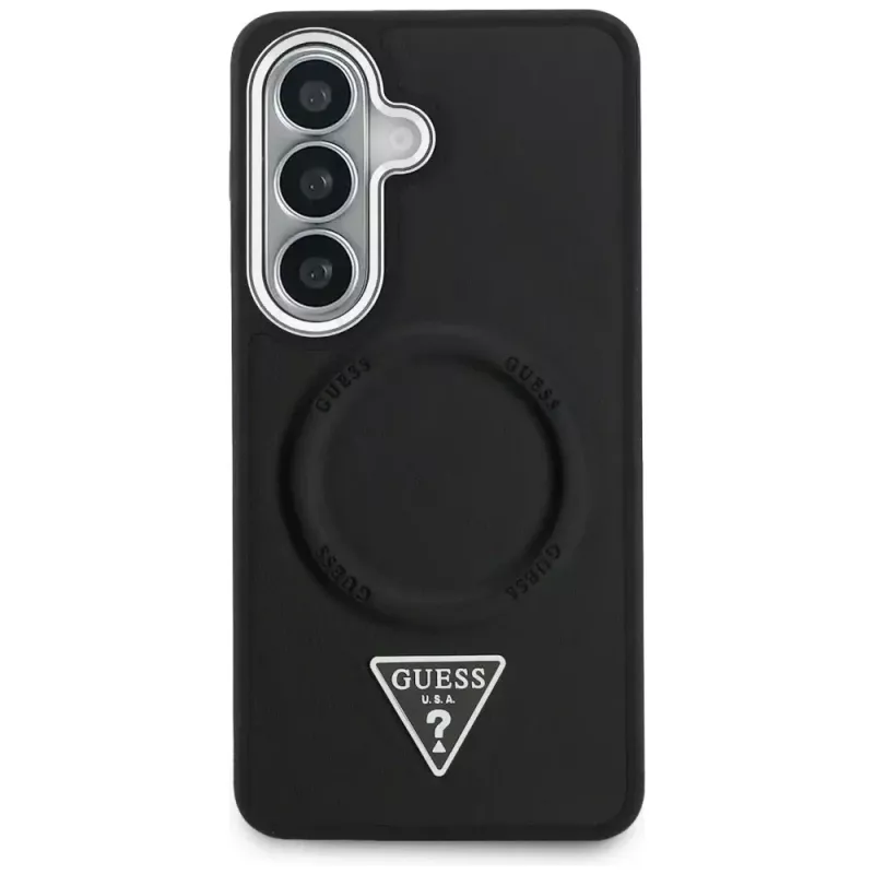 Guess Embossed Ring Triangle Logo MagSafe Θήκη για Samsung Galaxy S26 Μαύρο