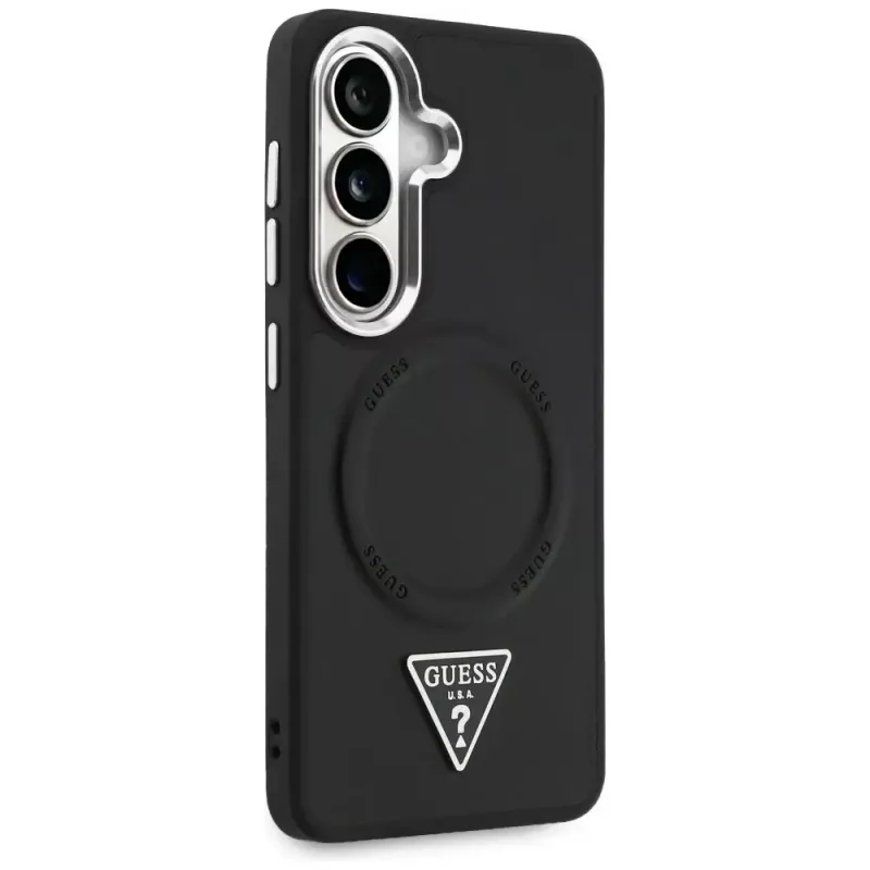 Guess Embossed Ring Triangle Logo MagSafe Θήκη για Samsung Galaxy S26 Μαύρο