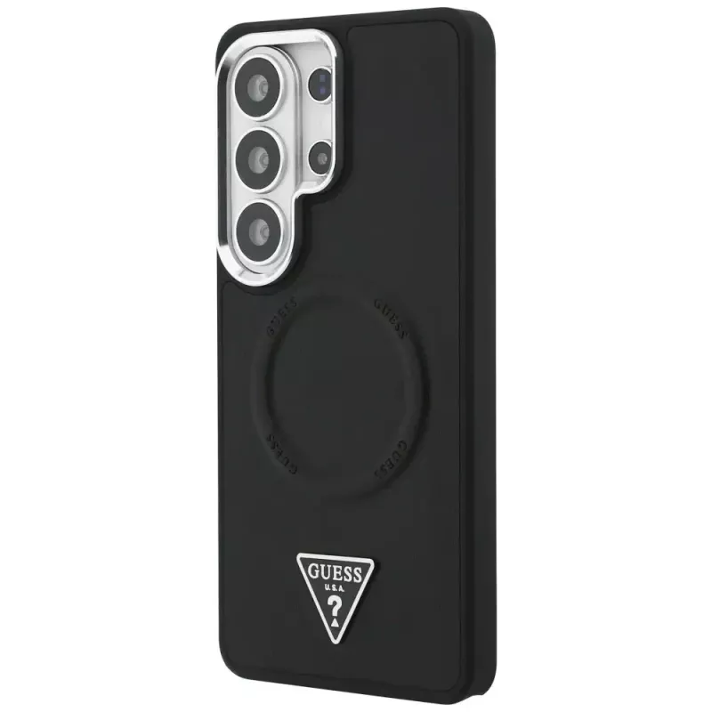 Guess Embossed Ring Triangle Logo MagSafe Θήκη για Samsung Galaxy S26 Ultra Μαύρο