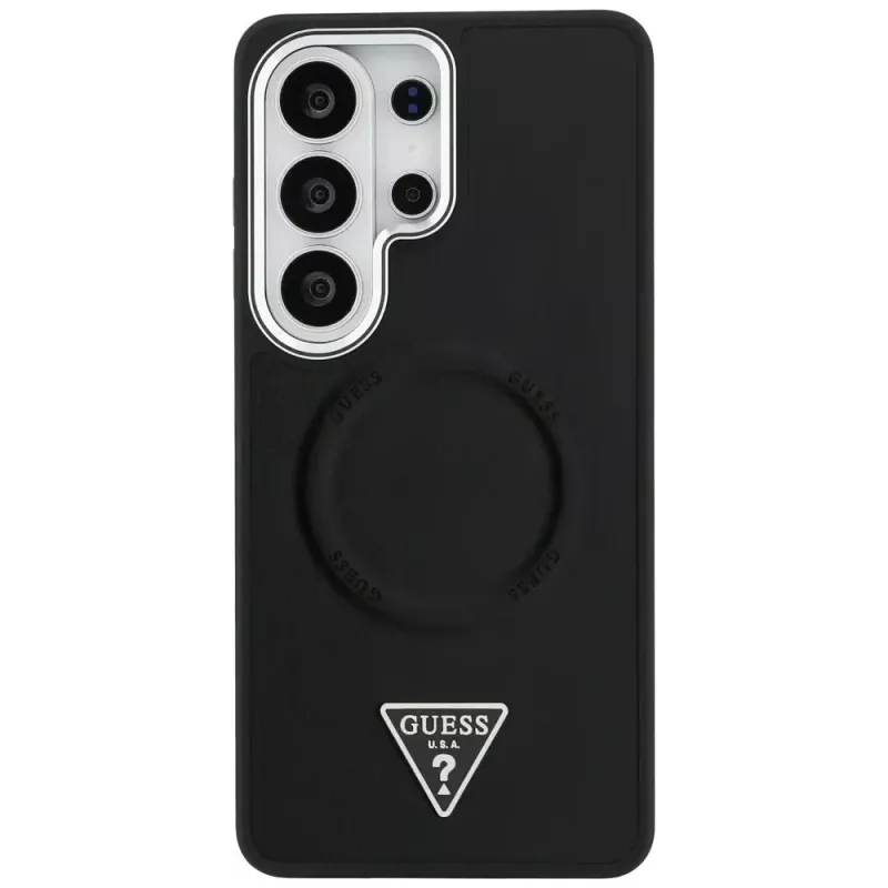 Guess Embossed Ring Triangle Logo MagSafe Θήκη για Samsung Galaxy S26 Ultra Μαύρο