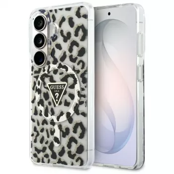Guess IML Leopard Print Triangle MagSafe Θήκη για Samsung Galaxy S26, Μαύρο