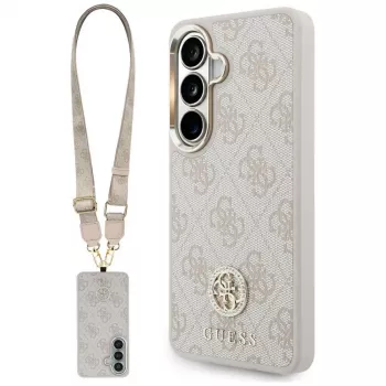 Guess 4G Big Rhinestone Triangle Strap MagSafe Σετ Θήκης και Λουριού για Samsung Galaxy S26, Ροζ