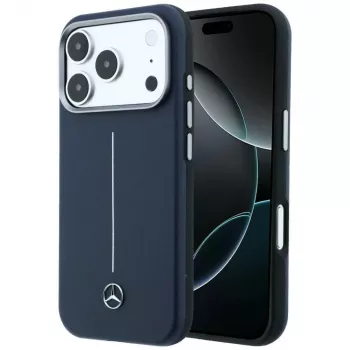 Mercedes Δερμάτινη Semi Wrap Iconic Line MagSafe Θήκη για iPhone 17 Pro Max Marineblau