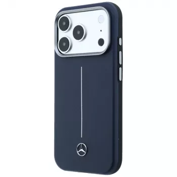 Mercedes Δερμάτινη Semi Wrap Iconic Line MagSafe Θήκη για iPhone 17 Pro Max Marineblau