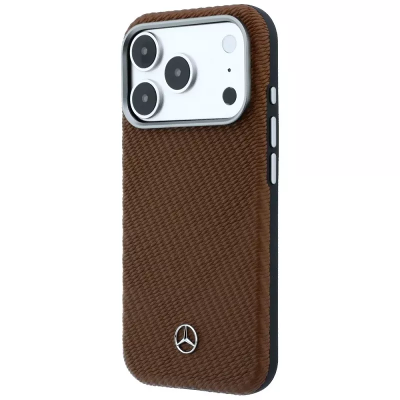 Mercedes Δερμάτινη Semi Wrap Wood Effect MagSafe Θήκη για iPhone 17 Pro Max Camel