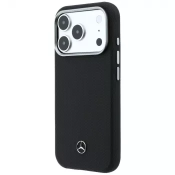 Mercedes Δερμάτινη Semi Wrap Wood Effect MagSafe Θήκη για iPhone 17 Pro Max Μαύρο