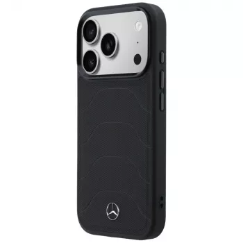Mercedes-Benz Δερμάτινη Mesh Θήκη με Bow Line MagSafe για iPhone 17 Pro, Μαύρο