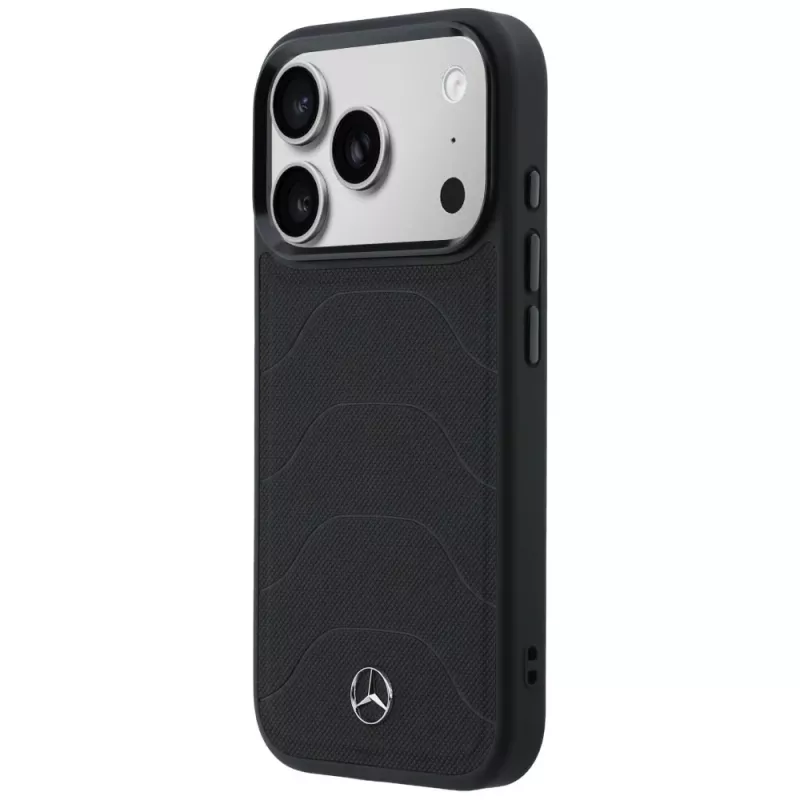 Δερμάτινη θήκη Mercedes-Benz Mesh with Bow Line MagSafe για iPhone 17 Pro Max, Μαύρο