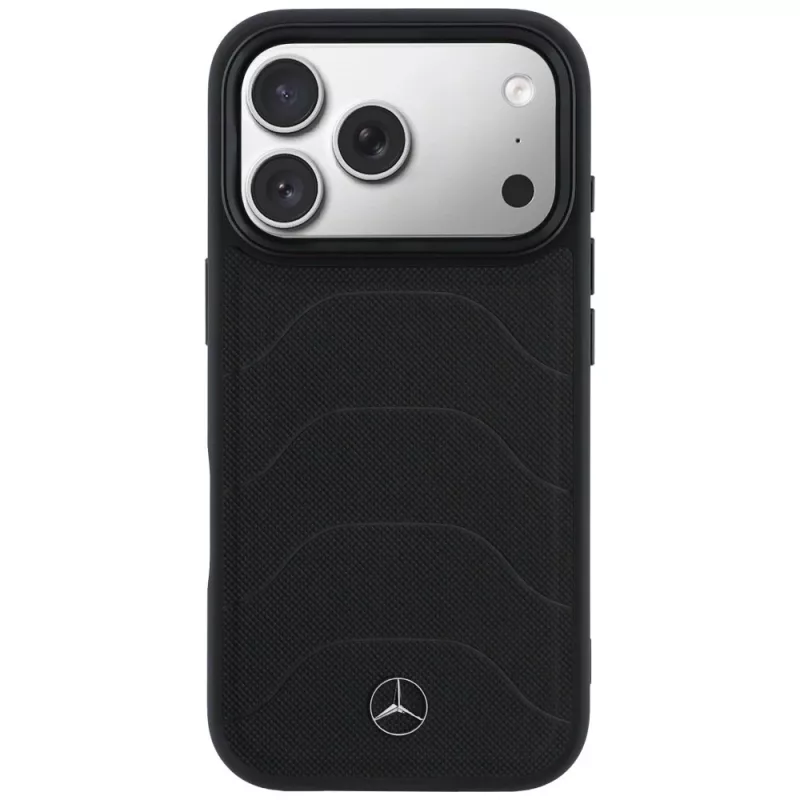 Δερμάτινη θήκη Mercedes-Benz Mesh with Bow Line MagSafe για iPhone 17 Pro Max, Μαύρο