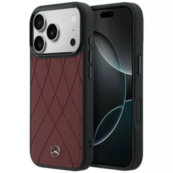 Mercedes Δερμάτινη Θήκη με Crossed Lines MagSafe για iPhone 17 Pro Max Κόκκινο