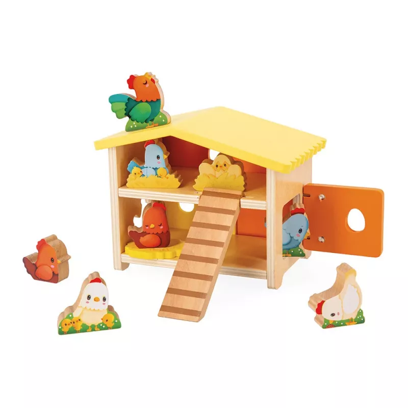 Janod My First Chicken Coop Ξύλινο Σετ Παιχνιδιού Φάρμας