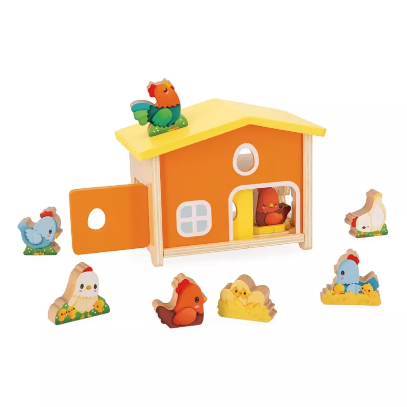 Janod My First Chicken Coop Ξύλινο Σετ Παιχνιδιού Φάρμας