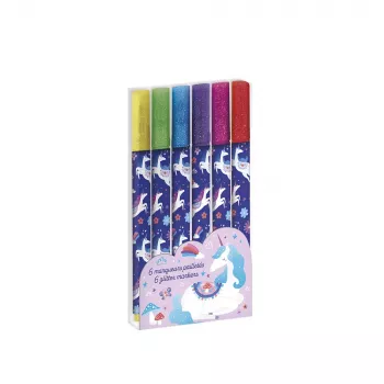 Janod Μαρκαδόροι με Γκλίτερ 6 Χρώματα Unicorns Dreamland 6+