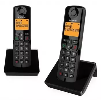 Alcatel S280 DUO ασύρματο τηλέφωνο DECT με τηλεφωνητή - 2 ασύρματα ακουστικά, μαύρο