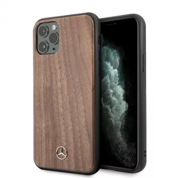 Mercedes-Benz Wood Line Walnut σκληρή θήκη για Apple iPhone 11 Pro Max - καφέ