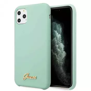 Guess GUHCN58LSLMGG iPhone 11 Pro πράσινη σκληρή θήκη σιλικόνης με λογότυπο Vintage Gold