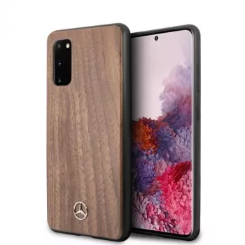 MERCEDES-BENZ Wood Line Walnut σκληρή θήκη για Samsung Galaxy S20 (SM-G980) - καφέ