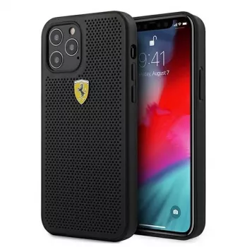 Ferrari FESPEHCP12LBK iPhone 12 Pro Max 6,7 ιντσών σκληρή θήκη On Track Perforated μαύρο