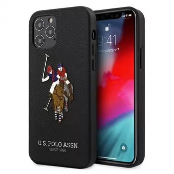 U.S. POLO ASSN. USHCP12MPUGFLBK iPhone 12/12 Pro 6.1 μαύρη θήκη πλάτης Polo Embroidery Collection