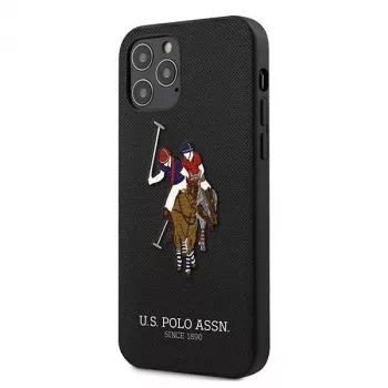 U.S. POLO ASSN. USHCP12MPUGFLBK iPhone 12/12 Pro 6.1 μαύρη θήκη πλάτης Polo Embroidery Collection