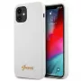 Guess GUHCP12SLSLMGWH iPhone 12 Mini 5,4 ιντσών λευκή σκληρή θήκη Metal Logo Script