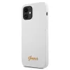 Guess GUHCP12SLSLMGWH iPhone 12 Mini 5,4 ιντσών λευκή σκληρή θήκη Metal Logo Script