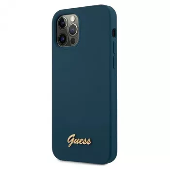 Guess GUHCP12LLSLMGBL σκληρή θήκη Metal Logo Script για Apple iPhone 12 Pro Max, μπλε