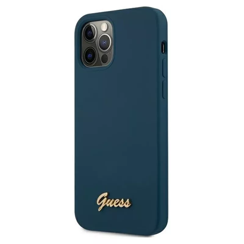 Guess GUHCP12LLSLMGBL σκληρή θήκη Metal Logo Script για Apple iPhone 12 Pro Max, μπλε