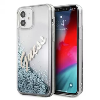 Guess Glitter Vintage Script σκληρή θήκη για Apple iPhone 12 mini - μπλε