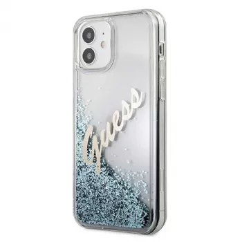 Guess Glitter Vintage Script σκληρή θήκη για Apple iPhone 12 mini - μπλε