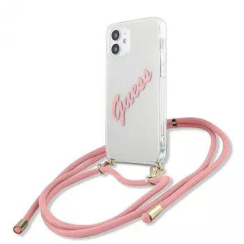Guess GUHCP12SCRTVSPI iPhone 12 mini 5,4 ιντσών ροζ σκληρή θήκη Script Vintage
