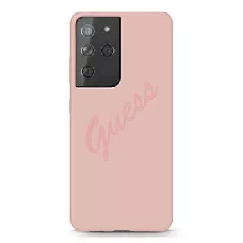 Guess GUHCS21LLSVSPI σκληρή θήκη Script Vintage για Samsung Galaxy S21 Ultra (SM-G998) - ροζ