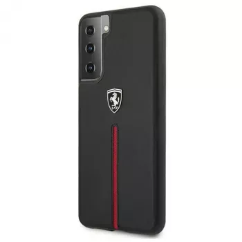 Ferrari FEOSIHCS21SBK σκληρή θήκη Off Track δέρμα νάιλον ρίγα για Samsung Galaxy S21 (G991) - μαύρη