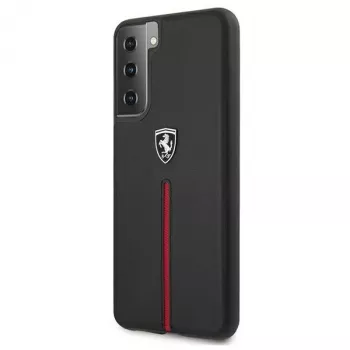 Ferrari FEOSIHCS21MBK S21+ G996 μαύρη σκληρή θήκη Off Track Leather Nylon Stripe