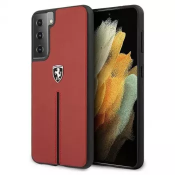 Ferrari FEOSIHCS21MRE S21+ G996 κόκκινη σκληρή θήκη Off Track Leather Nylon Stripe για Samsung Galaxy S21+