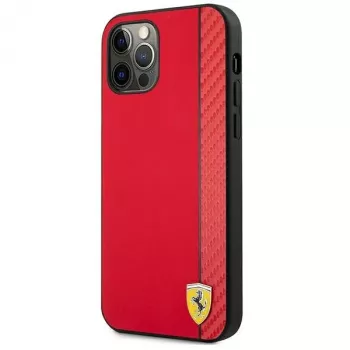 Ferrari FESAXHCP12LRE iPhone 12 Pro Max 6,7 ιντσών κόκκινη σκληρή θήκη On Track Carbon Stripe