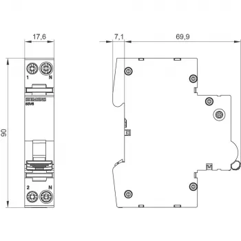 Siemens 5SV6016-7KK16 διάταξη προστασίας από σφάλματα τόξου (AFDD) με διακόπτη LS C16 2-πολική 230V 1TE